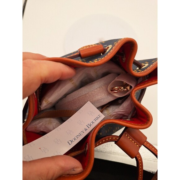 Dooney‎ Bourke Gretta SMALL Drawstring Logo Bucket  NAVY NWT - Picture 15 of 16